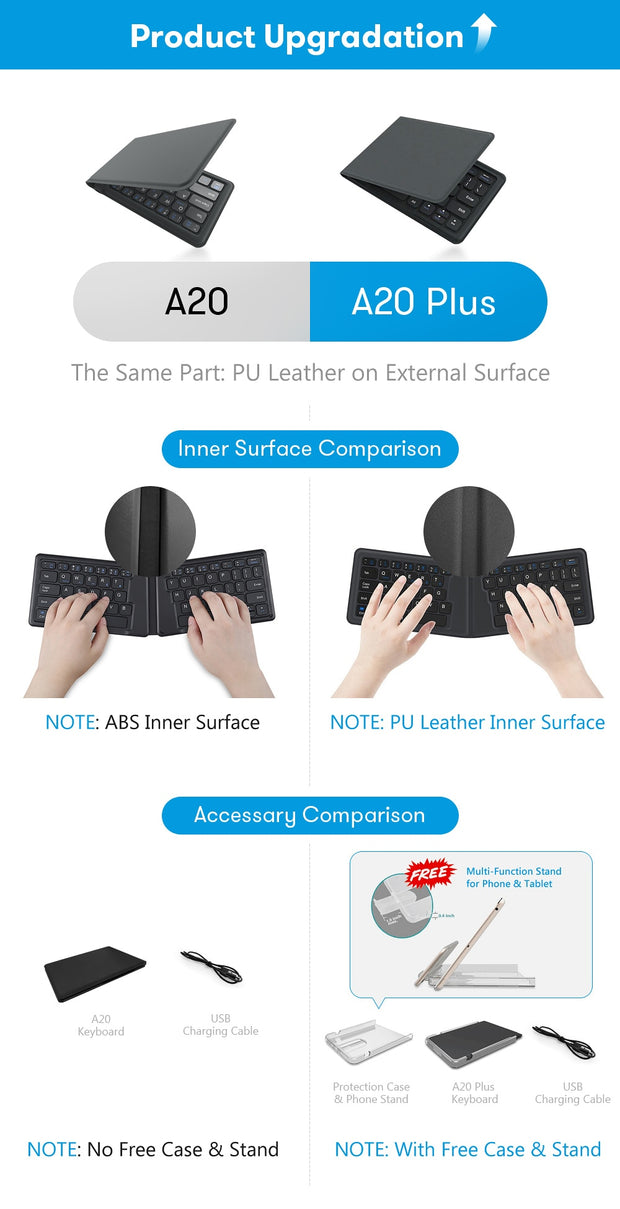 Portable Leather folding Mini Bluetooth Keyboard