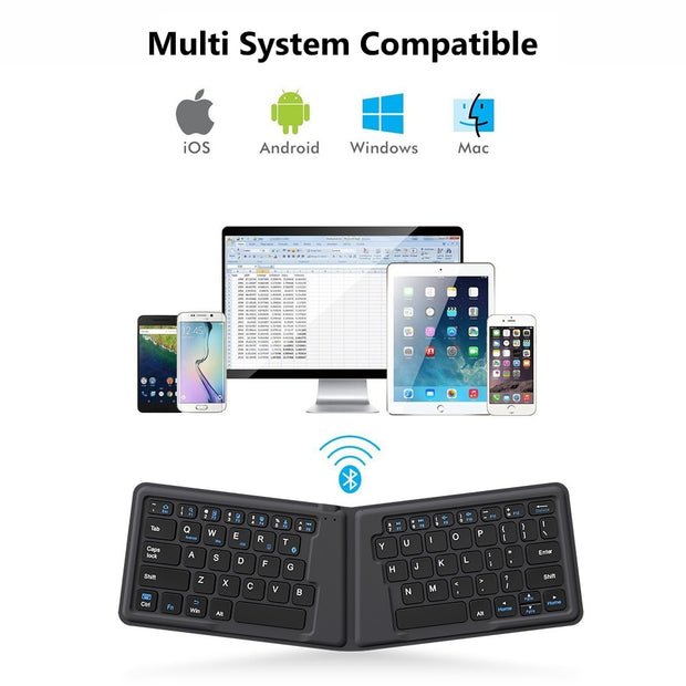 Portable Leather folding Mini Bluetooth Keyboard